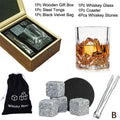 Whiskey Stones Gift Set – Granite Ice Cubes, Glasses & Wood Box Whiskey Stones Set Qst B