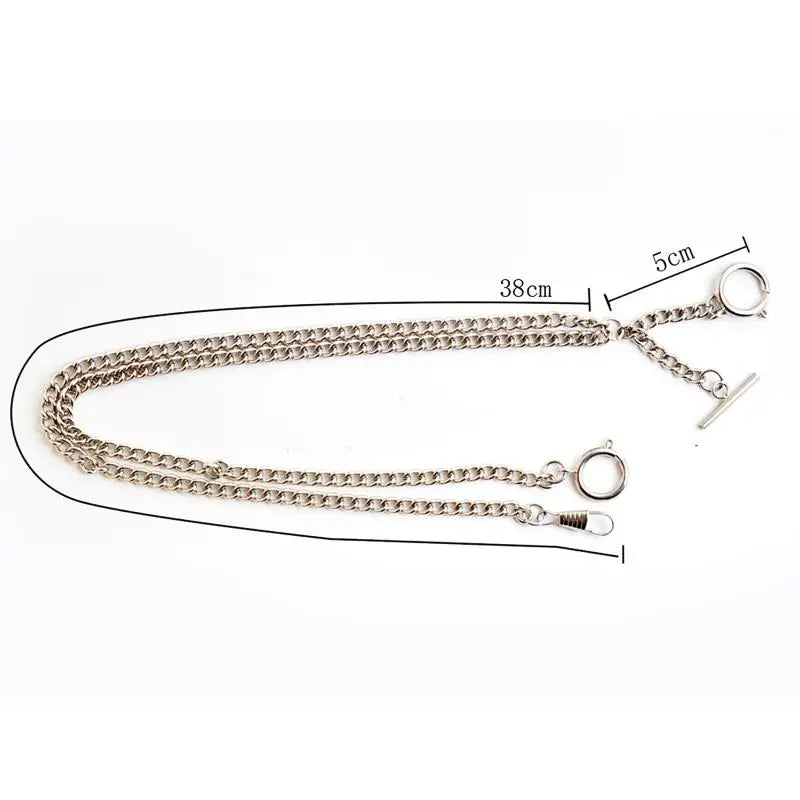 Double Curb Link Pocket Watch Chain Clip for Men & Women Pocket Watch Chain Qme