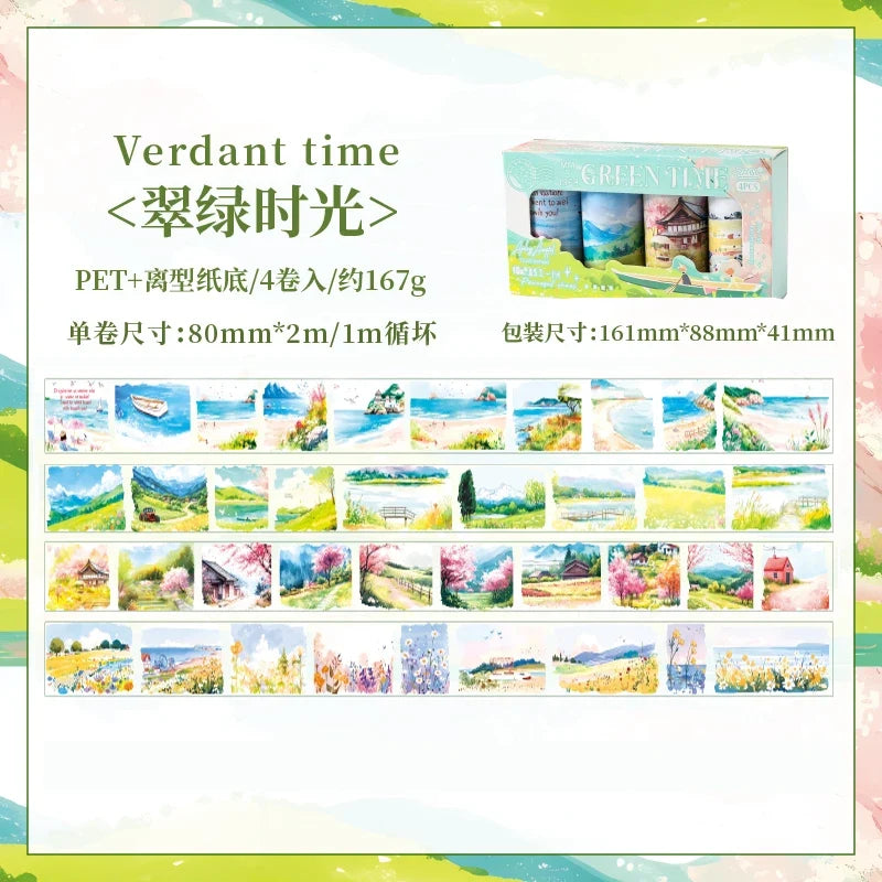 4 Rolls Wide Washi Tape Set 80mm x 2m – Scrapbooking DIY Washi Tape Set Qme A 4 rolls per box