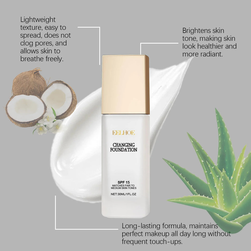 EELHOE SPF 15 Colour Changing Full Coverage Foundation 30ml Liquid Foundation Qst