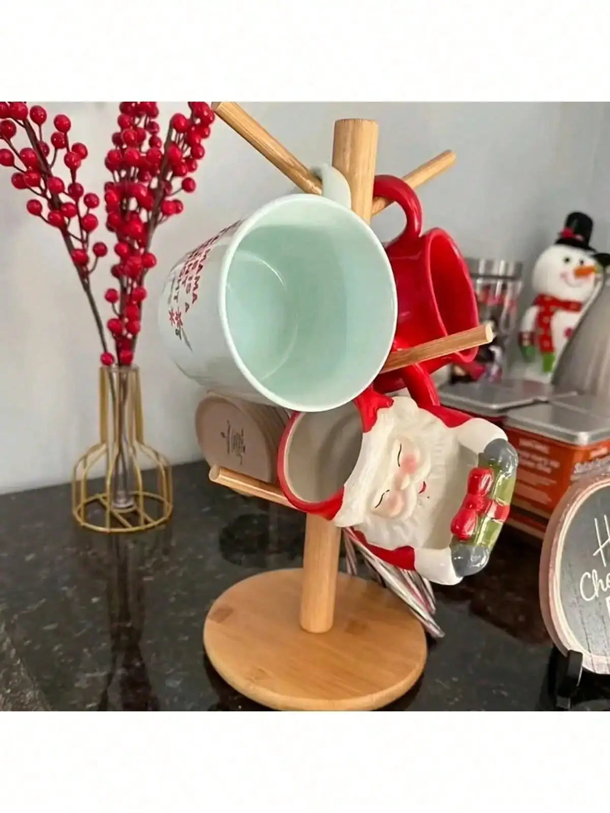 Bamboo Cup Holder Kitchen Organizer Rack for Mugs Kitchen Organizer Rack Qme