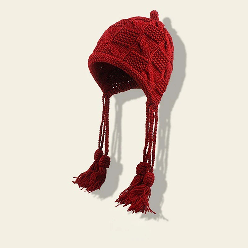 Women's Handmade Knitted Winter Hat – Crochet Ear Warmth Cap Knitted Winter Hat Qst A10