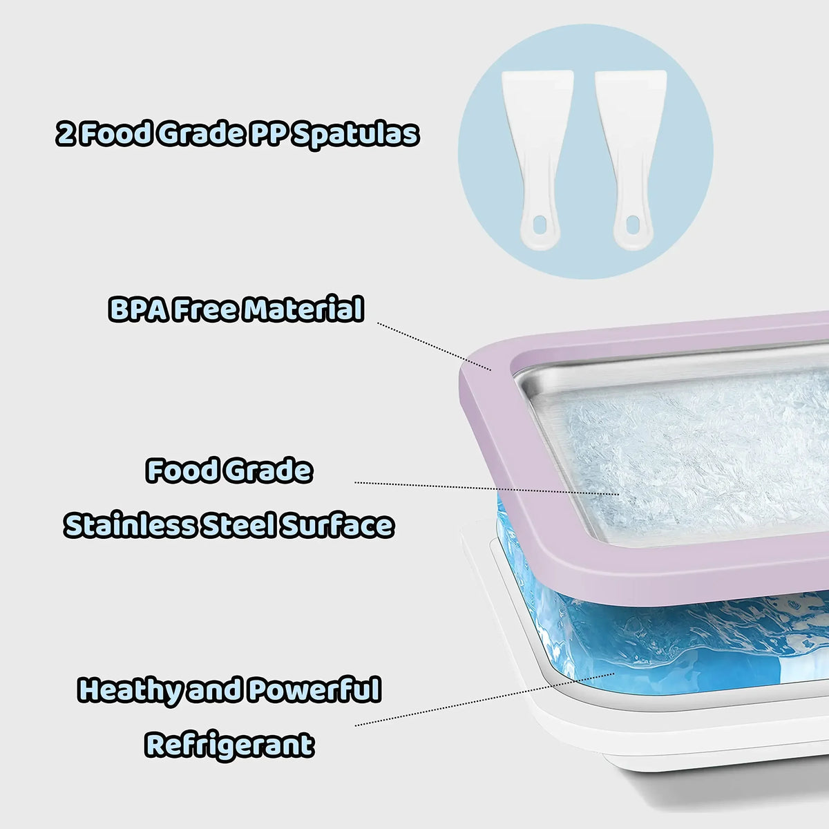 Stainless Steel Manual Rolled Ice Cream Maker – Cold Plate Ice Cream Maker Qme