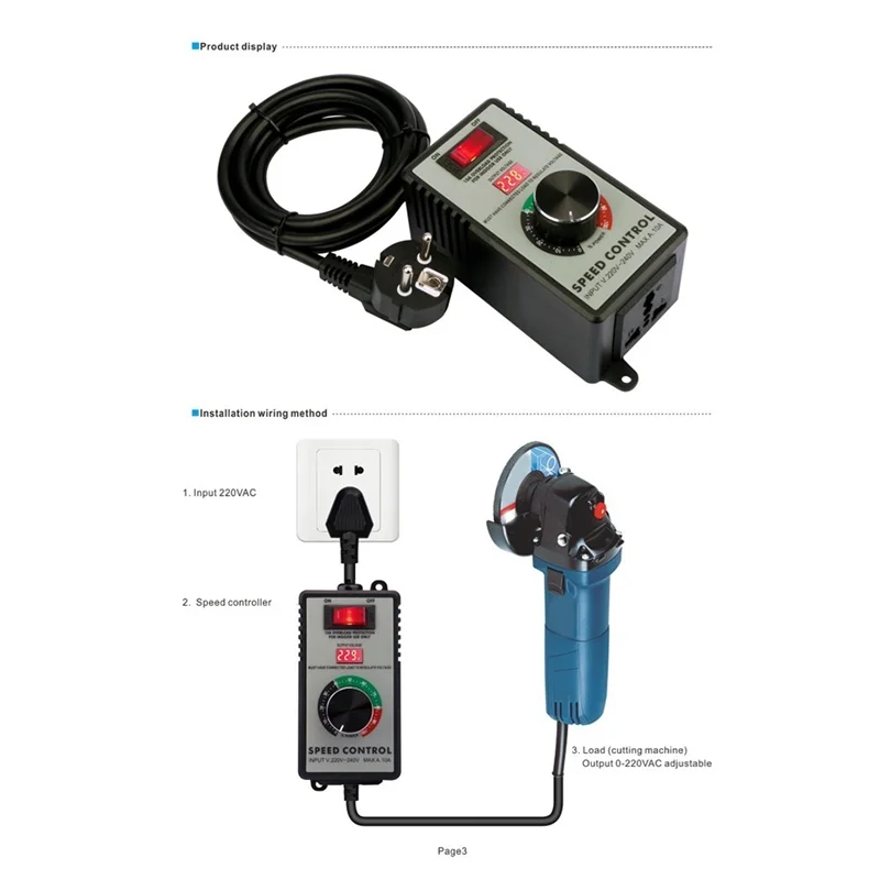 4000W Variable Voltage Regulator & Grinder Speed Controller Speed Controller Qme Black EU PLUG NONE