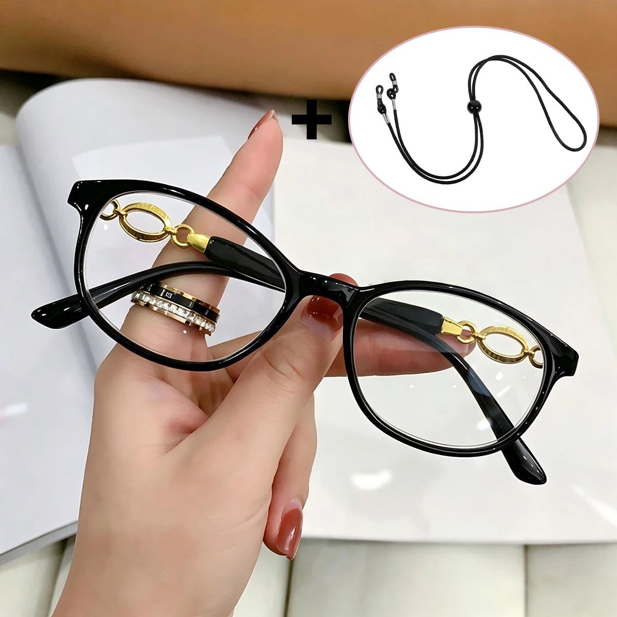 VOPHA L4 Lightweight Oval Reading Glasses – Unisex PC Frame Reading Glasses Qst Black +300