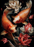 Japanese Koi Fish Canvas Wall Art – Colorful Carp Poster Print Canvas Wall Art Qst 11 40x60cm Unframed