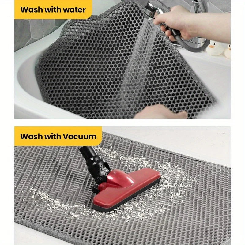 Honeycomb Cat Litter Mat – Anti Scatter, Waterproof Double Layer Cat Litter Mat Qme