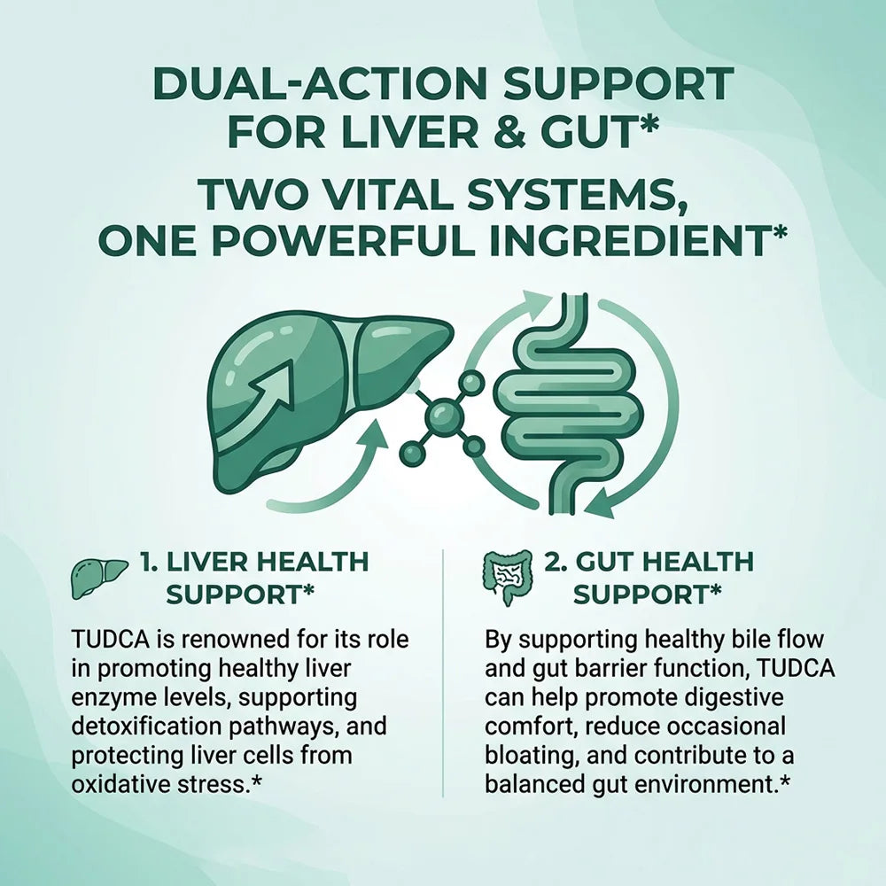 TUDCA 1000mg Capsules – Liver & Gallbladder Support | DETOXXTRA Liver Support Supplement Qst