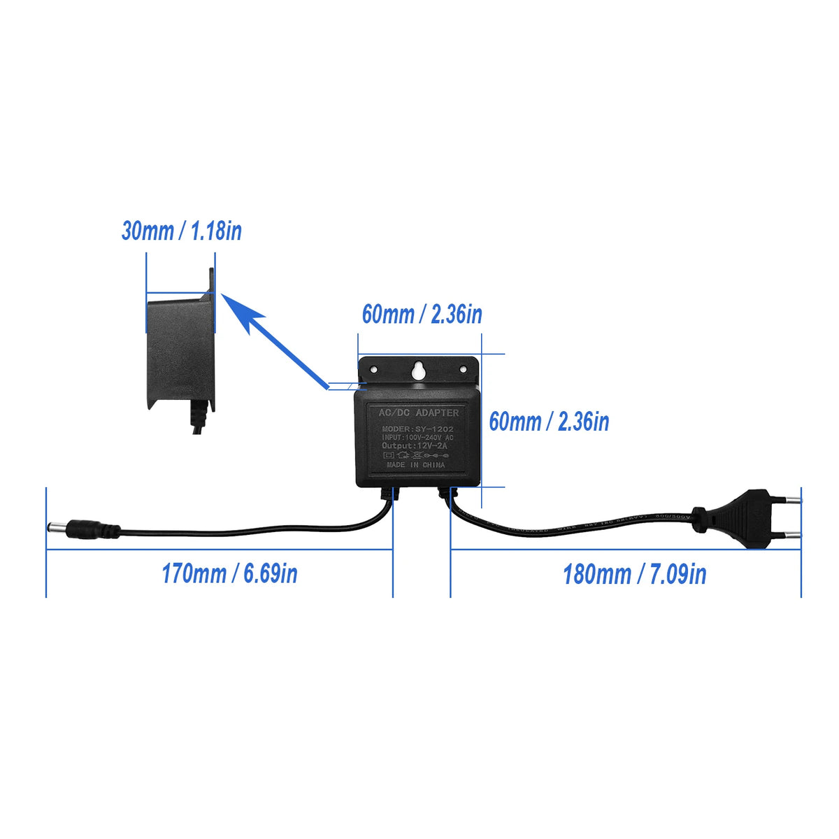 DC 12V 2A Waterproof Power Adapter for CCTV, NVR, DVR, Router Power Adapter Qst