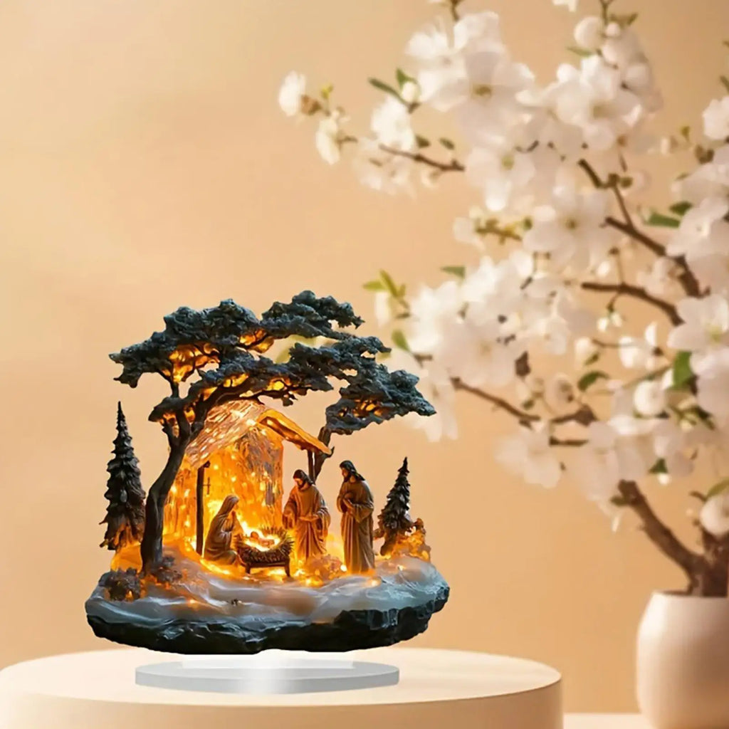 Acrylic Nativity Figurine Christmas Tabletop Scene Decor Nativity Figurine Set Qme