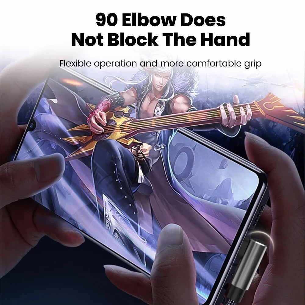 60W USB-C Elbow Fast Charge Cable – iPhone, Samsung & Xiaomi USB-C Charging Cable Qme