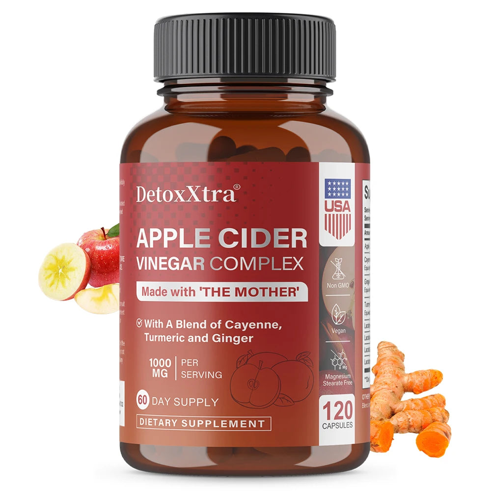 Apple Cider Vinegar Capsules with Probiotics, Turmeric & Ginger Wellness Supplement Qst