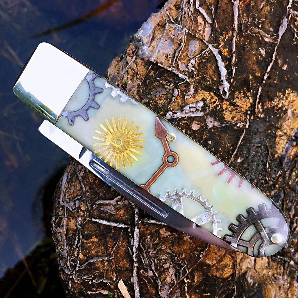 Z.QIAN Chilun Slip Joint Folding Pocket Knife – Luminous Resin Folding Pocket Knife Qst CHI2