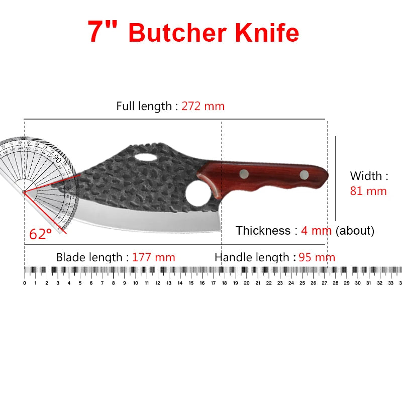 InLeung Forged Stainless Steel Cleaver & Boning Knife Kitchen Cleaver Knife Qst