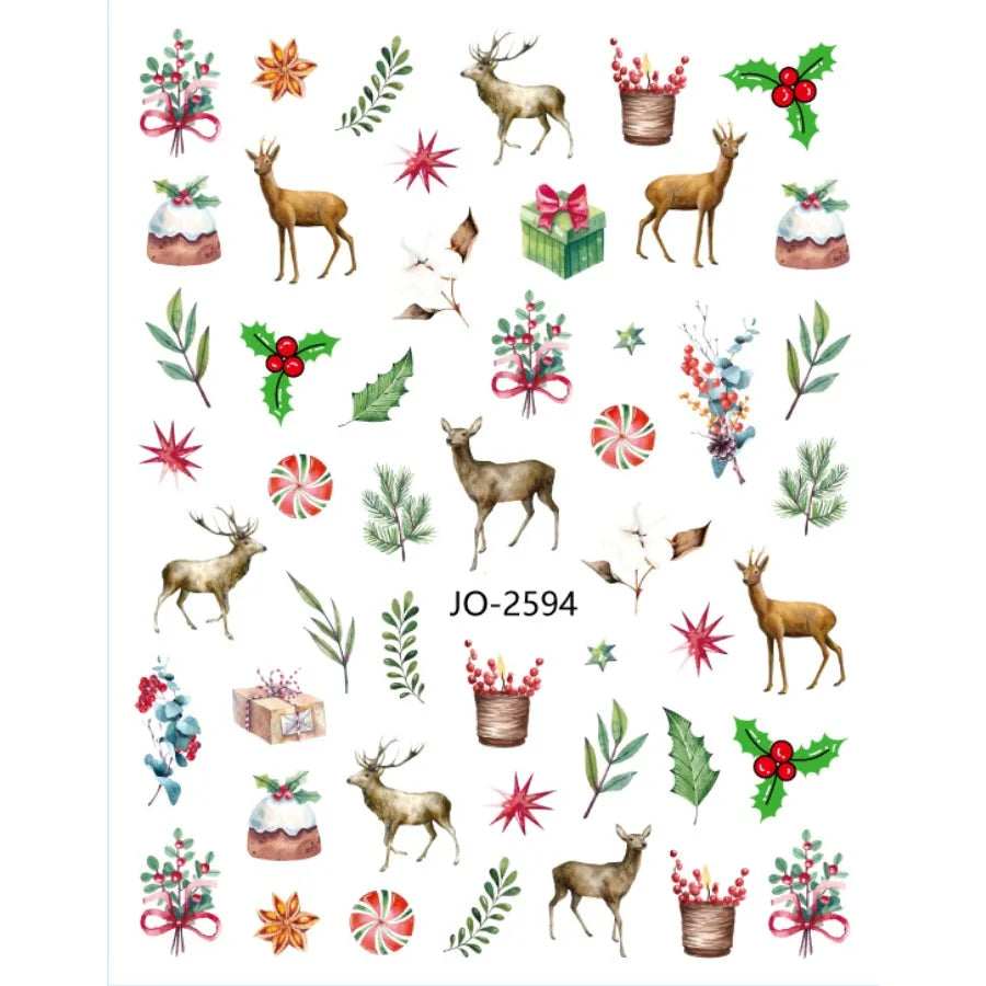 3D Christmas Nail Art Stickers Decals 10 Sheets – Snowman Christmas Nail Stickers Qme
