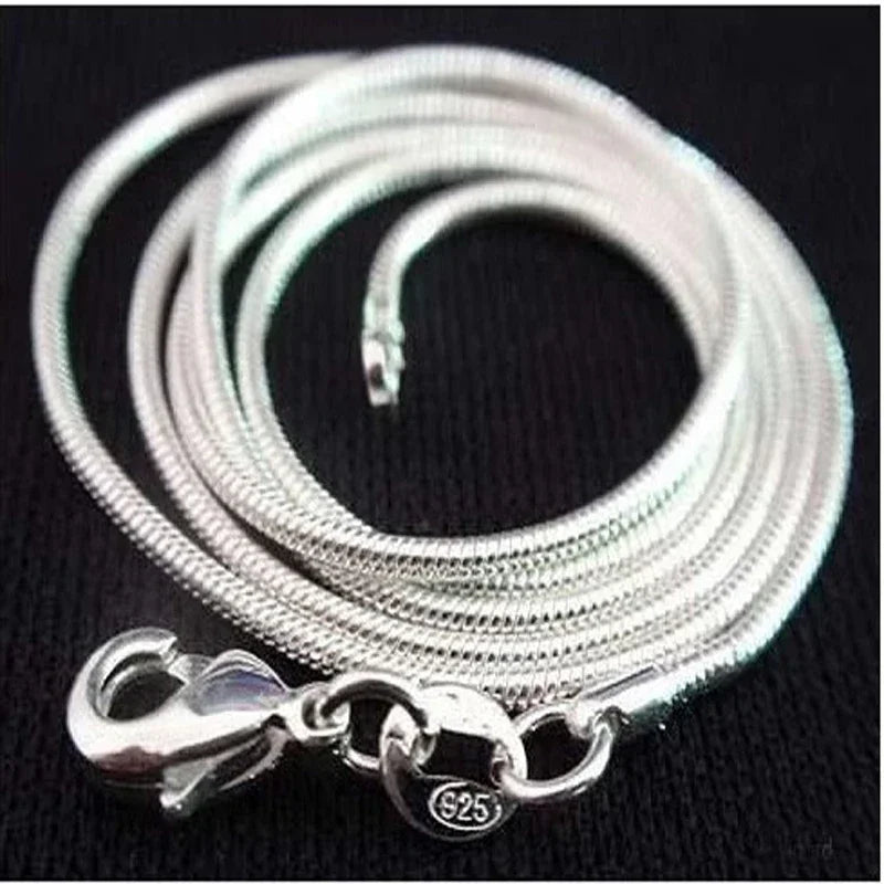 925 Sterling Silver Snake Chain Necklace Women – 1mm, 16–24" Sterling Silver Necklace Qme