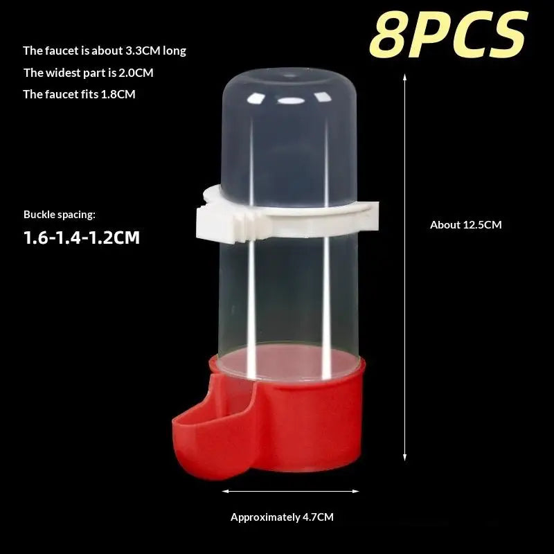 Automatic Bird Cage Feeder & Water Dispenser 240ML | 15 Colors Bird Cage Feeder Qme Red 240ML 8pcs