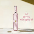 72-Bone Windproof Auto Folding Umbrella – UV & Rain Shield Folding Umbrella Qst Pink 12K Iron