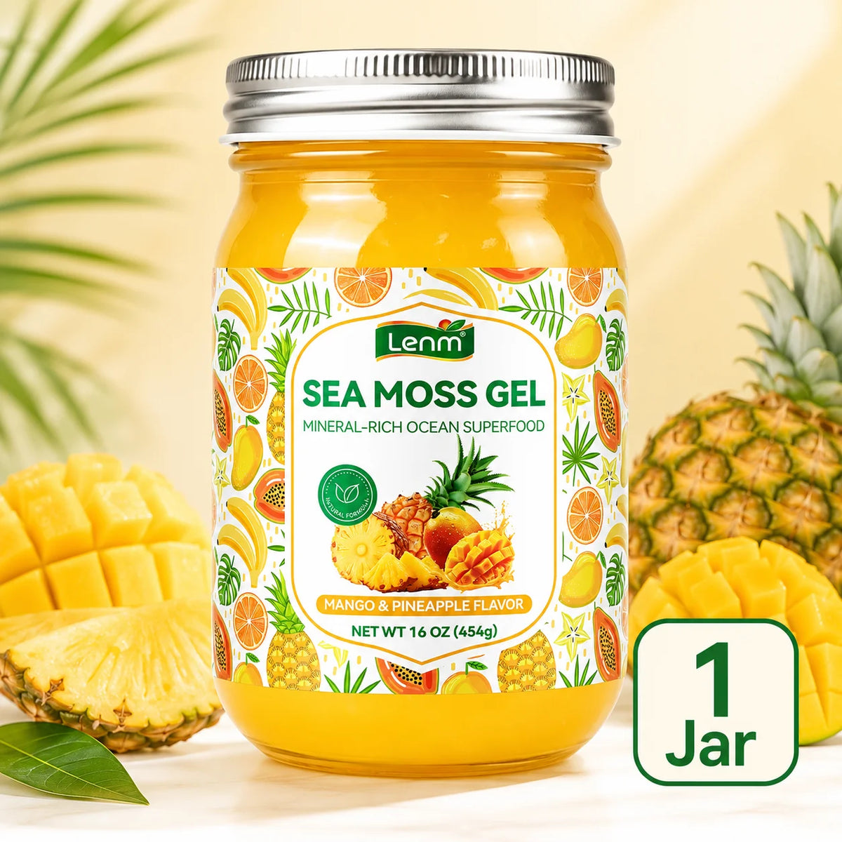 Wildcrafted Irish Sea Moss Gel Mango Pineapple 454g Sea Moss Supplement Qst 1 jar