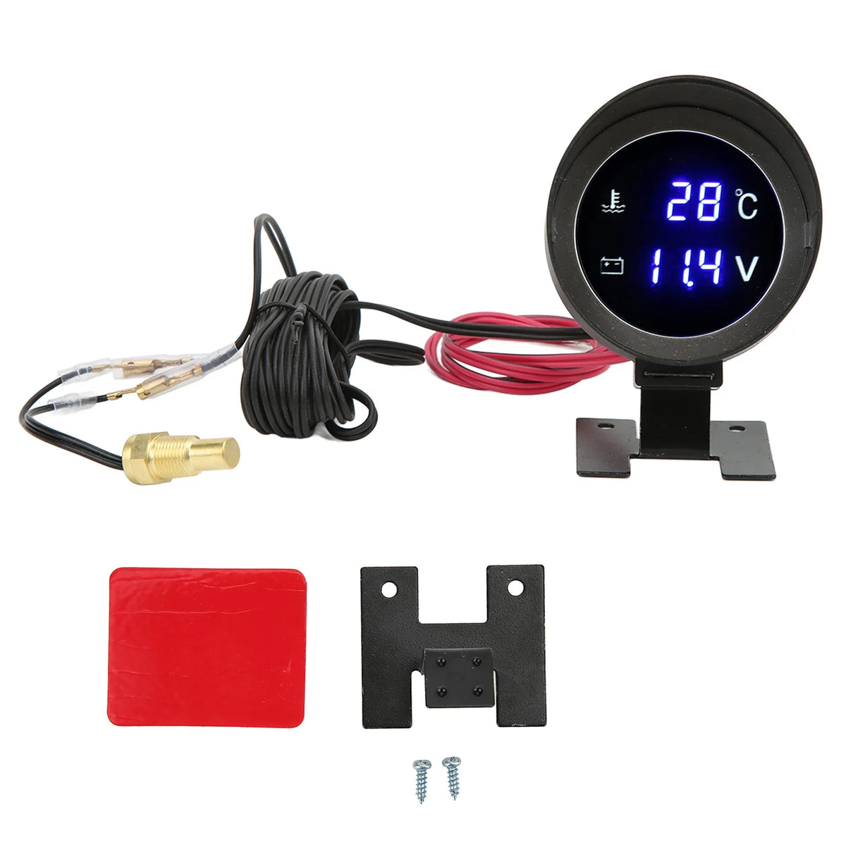 Round LED Water Temperature Gauge & Voltmeter | Car ATV Vehicle Gauge Meter Qme as pic
