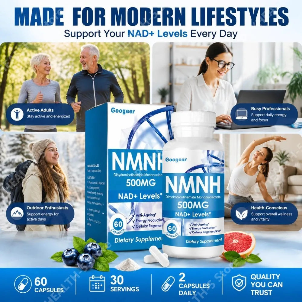 Googeer NMNH 500mg Capsules – NAD+ & Energy Support, 60ct NAD+ Supplement Qst