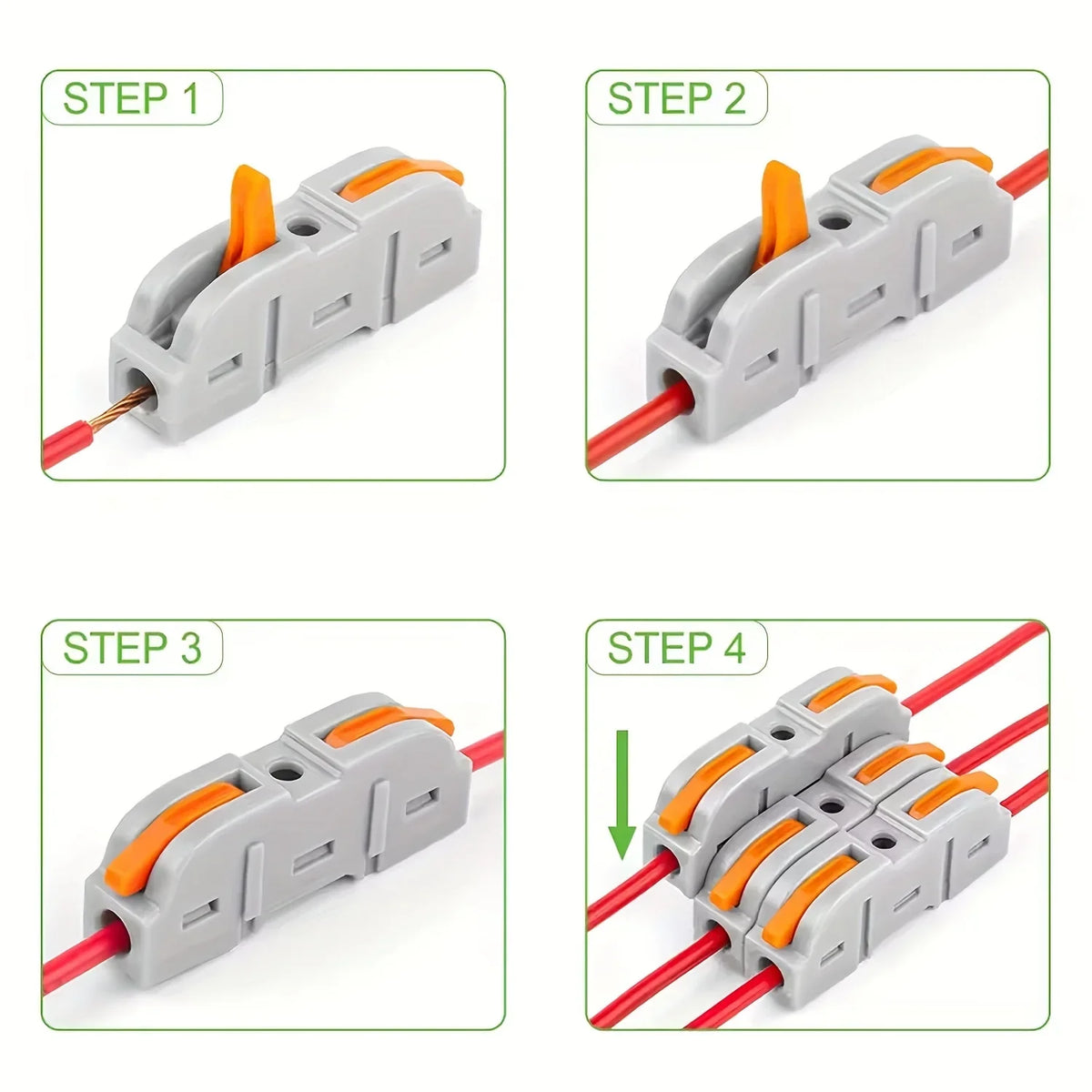 Universal Lever Wire Connectors 1-to-1 Inline Compact Splicing Lever Wire Connector Qme