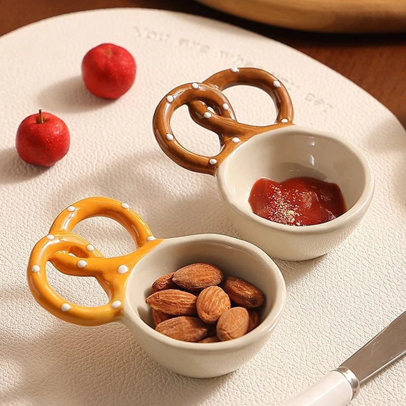 Ceramic Dipping Sauce Dish with Bread Handle – Condiment Bowl Ceramic Condiment Dish Qst