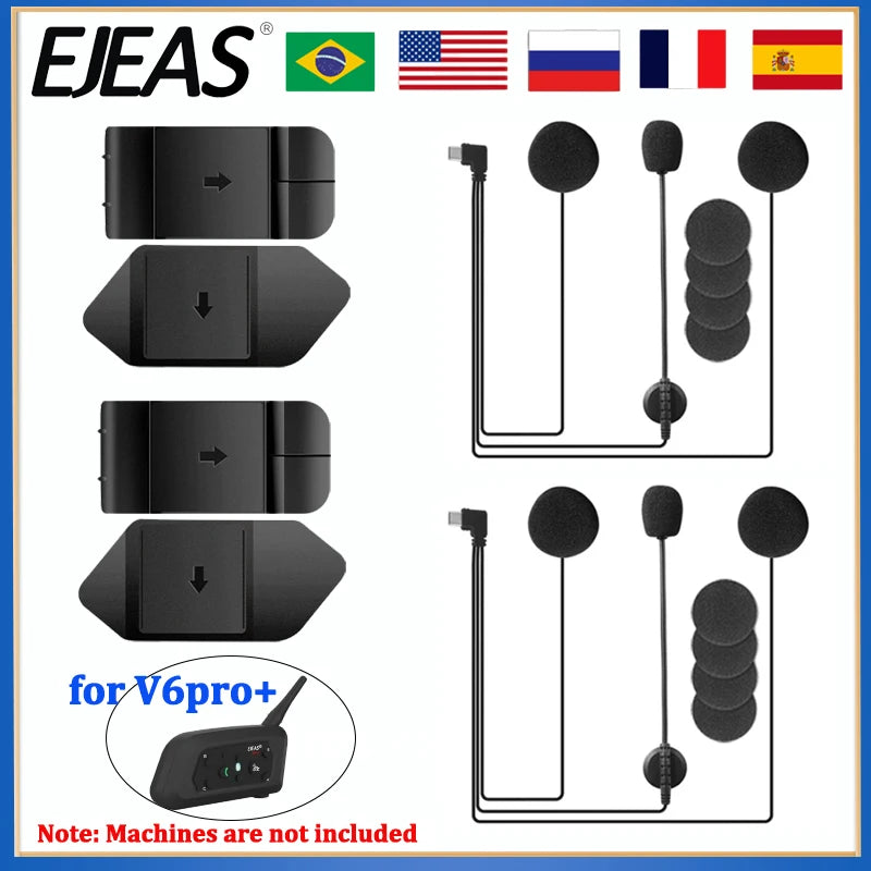 EJEAS V6 PRO+ Motorcycle Helmet Headset Speaker & Mic Type-C Helmet Headset Qst