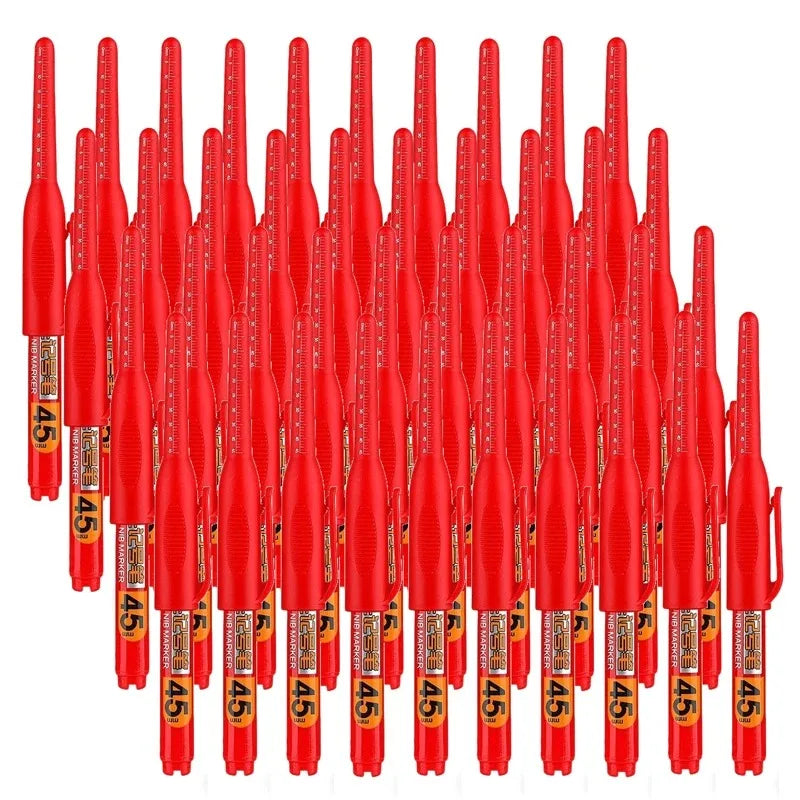 Waterproof Deep Hole Marker Pen – Long Nib Carpenter Pen Carpenter Marker Pen Qme 40pcs red pen