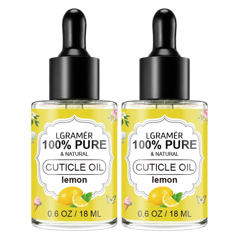 LGRAMER 18ml Cuticle Oil Nail Treatment – 6 Scents Cuticle Oil Qst Lemon-2pcs