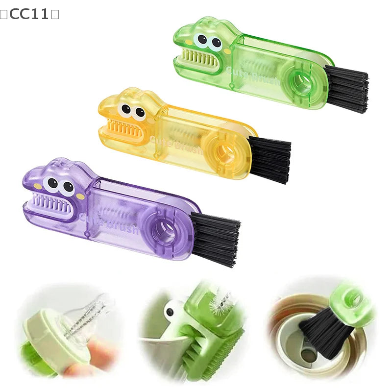 Crocodile Cup Lid Crevice Cleaning Brush 3-in-1 Set Crevice Cleaning Brush Qme