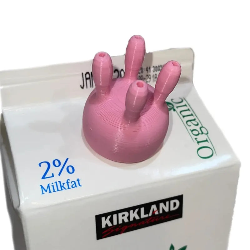 3D Printed Cow Milk Carton Lid – Cute Reversible Cap Novelty Kitchen Lid Qme