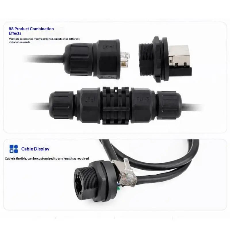 LR20 M20 Waterproof RJ45 Connector 8P8C | Cat6 Ethernet Network Cable Connector Qme