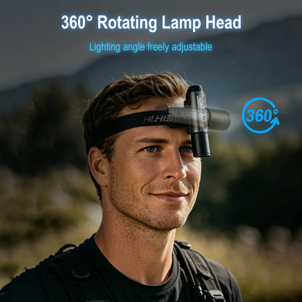 BORUiT 2-in-1 LED Headlamp Flashlight 450Lm Type-C Rechargeable LED Headlamp Qst