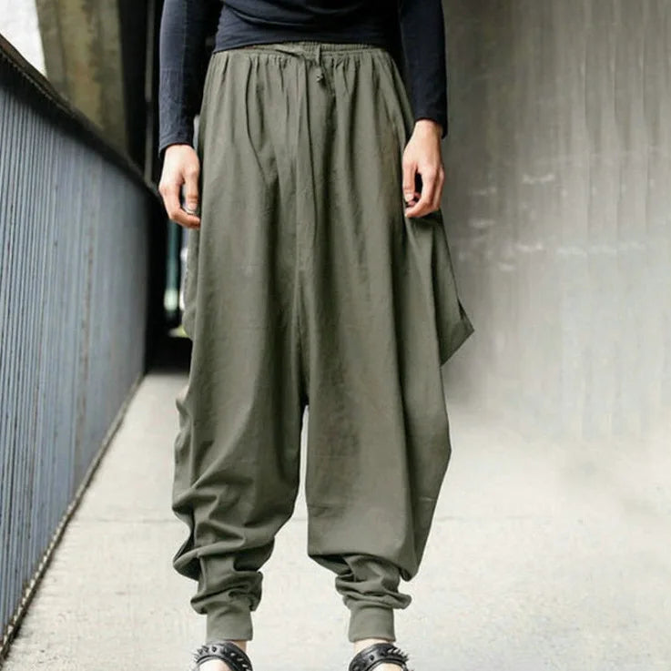 Men's Cotton Drawstring Jogger Harem Pants | Streetwear Jogger Harem Pants Qme