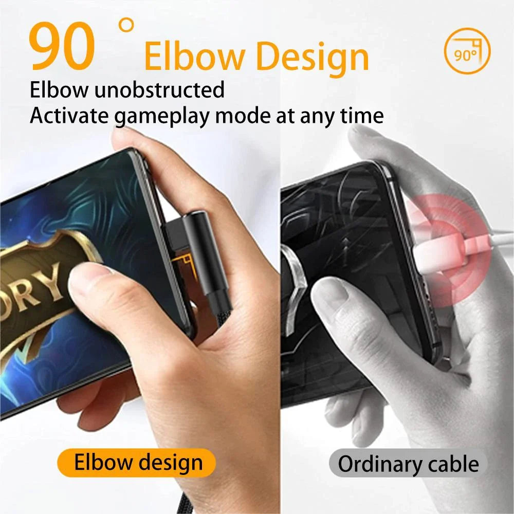 USB-A to USB-C 90° Fast Charging Cable 60W | 1m–8m USB Charging Cable Qme