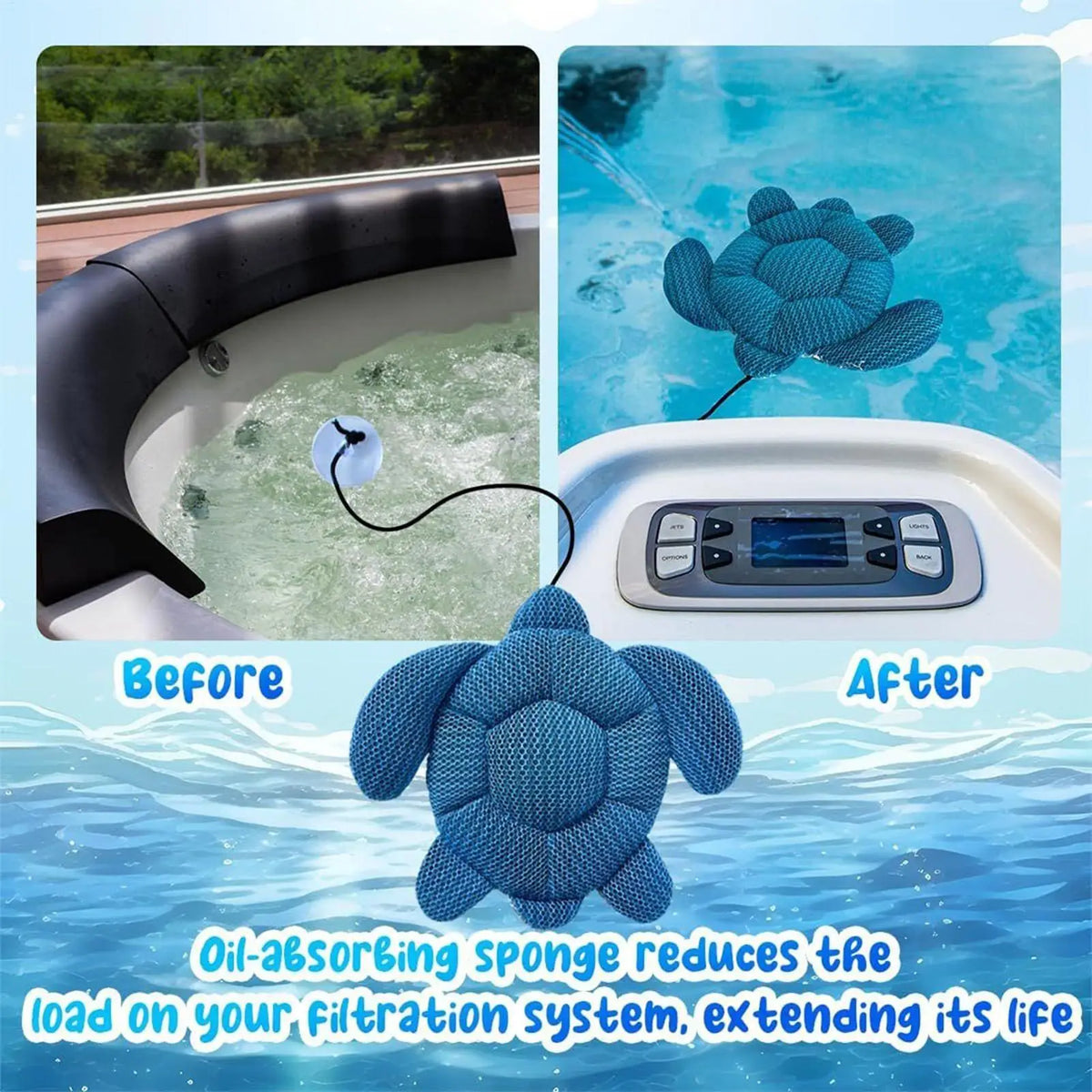 Turtle Foam Oil Absorber – Tub, Spa & Aquarium Scum Skimmer Foam Oil Absorber Qme