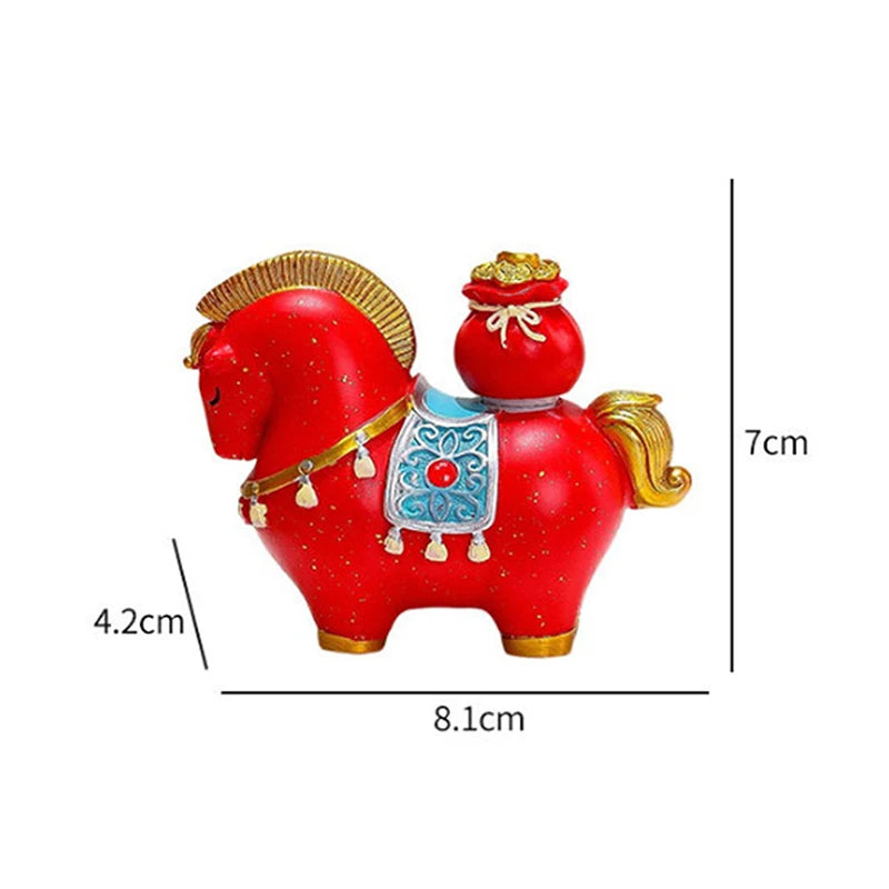 Zodiac Horse Figurine Rotatable Lucky Ingot Desk Decor Decorative Figurine Qst