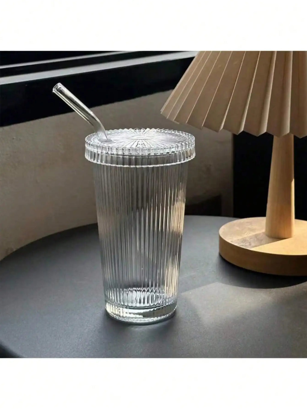 Striped Iced Coffee Cup with Lid & Straw | Reusable Iced Coffee Cup Qme 1pc