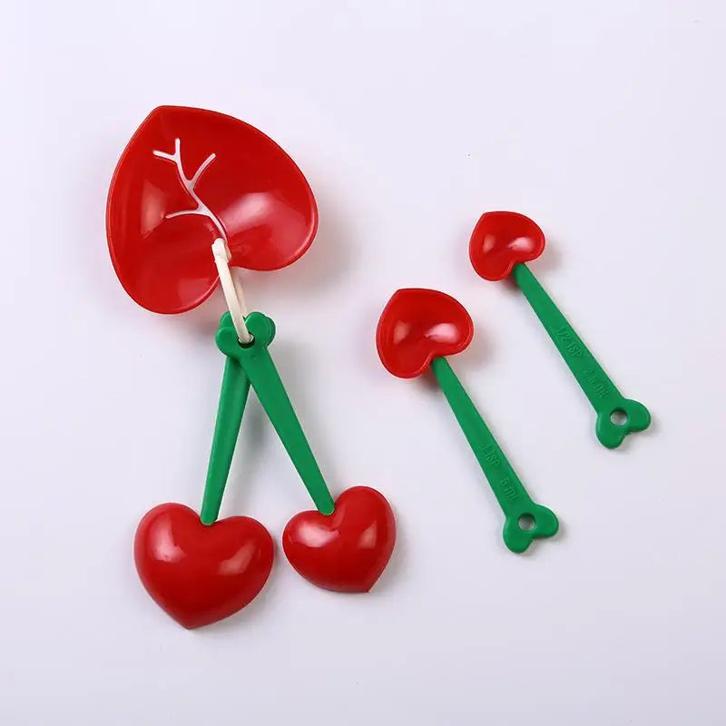 Heart Shaped Measuring Spoon Set – 3 Piece Reusable Baking Kit Measuring Spoon Set Qme Default Title