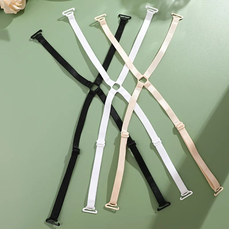 X Shape Cross Back Bra Straps – Adjustable Elastic Replacement Bra Strap Accessory Qme 3pcs