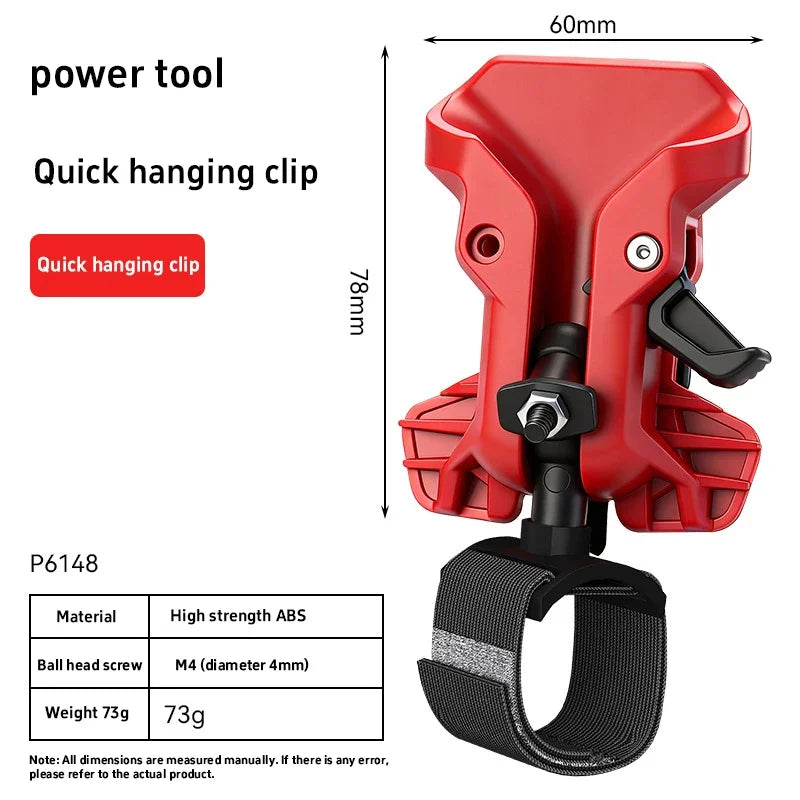 Self-Locking Drill Holder Belt Clip | Quick Release ABS Drill Belt Holster Qme red