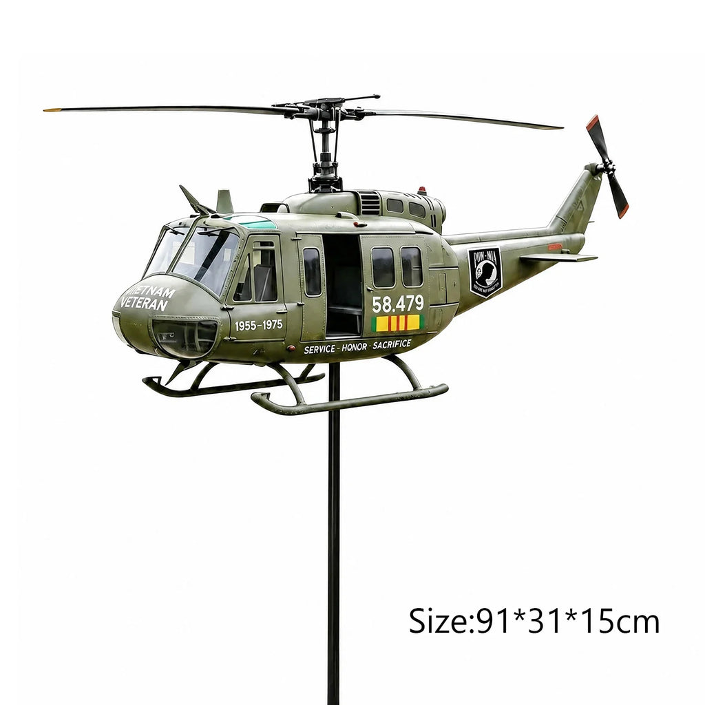 Metal Patriotic Helicopter Wind Spinner Garden Windmill Stake Garden Wind Spinner Qme