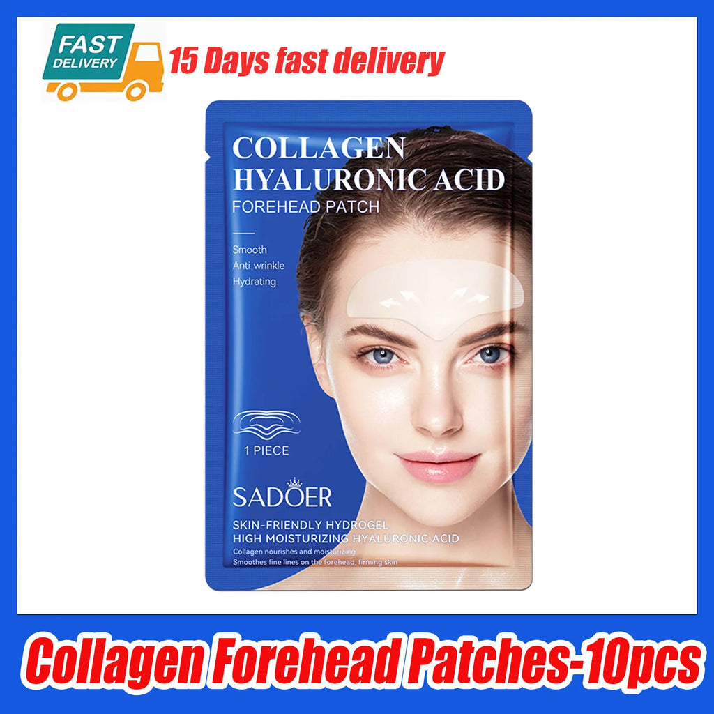 SADOER Hyaluronic Acid Collagen Face Mask 10pcs – Hydrating Patches Facial Sheet Mask Qst Forehead-10pcs