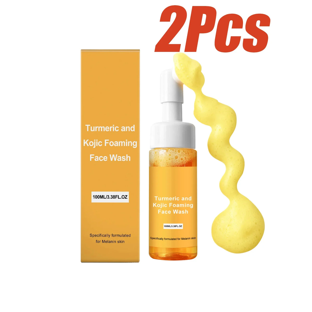 Turmeric & Kojic Acid Foaming Face Wash – Brightening Cleanser Foaming Face Wash Qme 2Pcs
