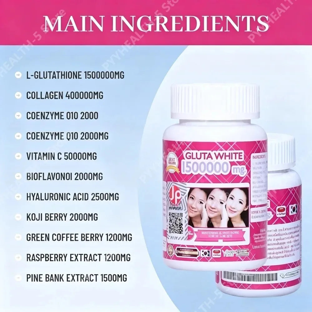 Glutathione Collagen Softgels 100ct – Vitamin C, Biotin & Zinc Beauty Supplement Softgels Qst