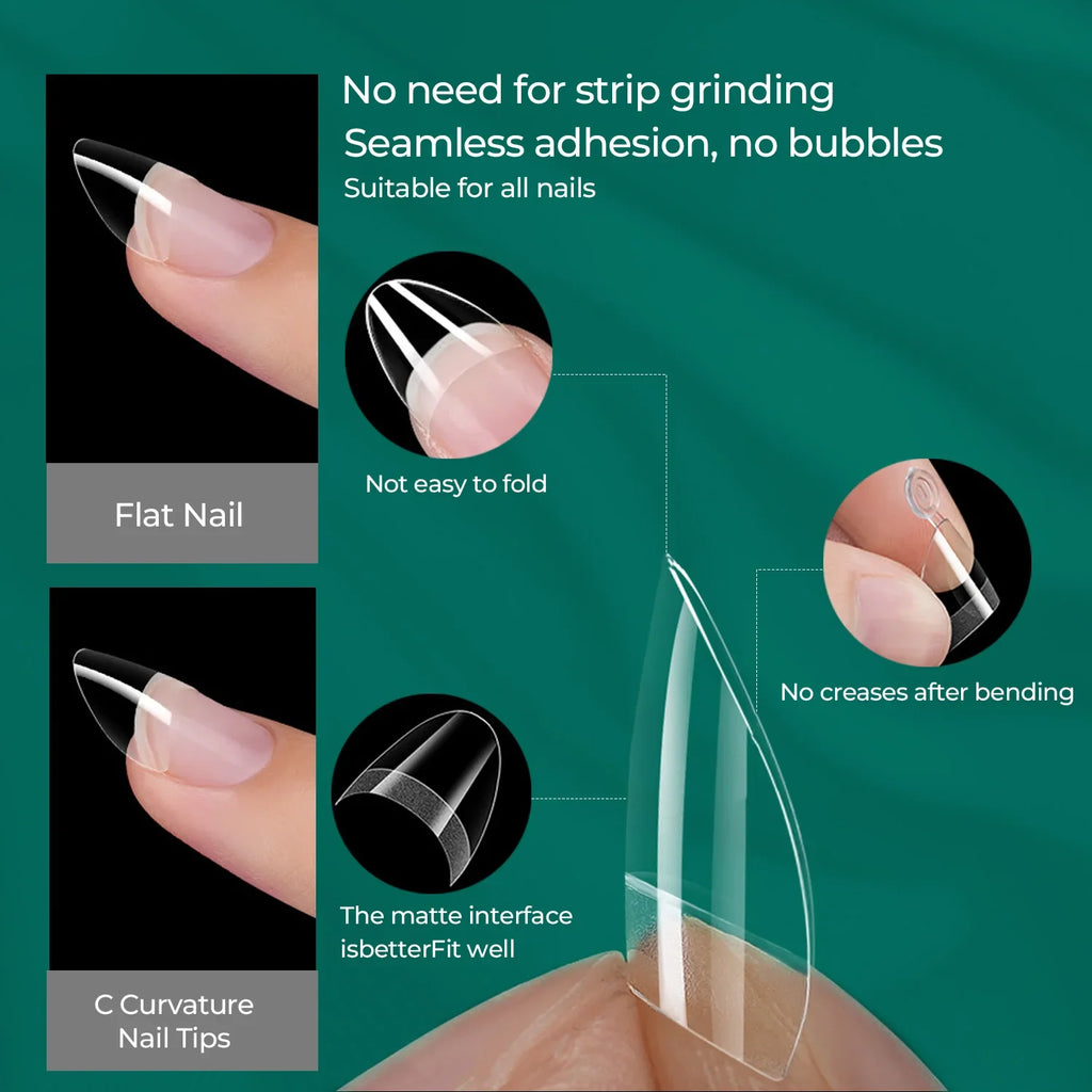 Nailpop Soft Gel Half Almond Nail Tips 120pc – 12 Sizes Artificial Nail Tips Qme