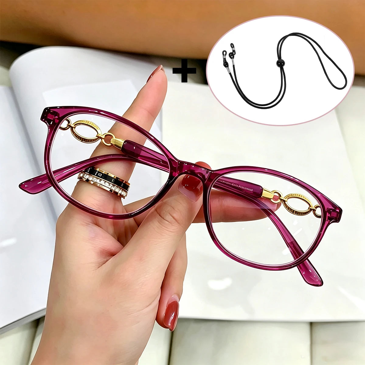 VOPHA Auto Focus Blue Light Blocking Reading Glasses – Round Reading Glasses Qst Purple