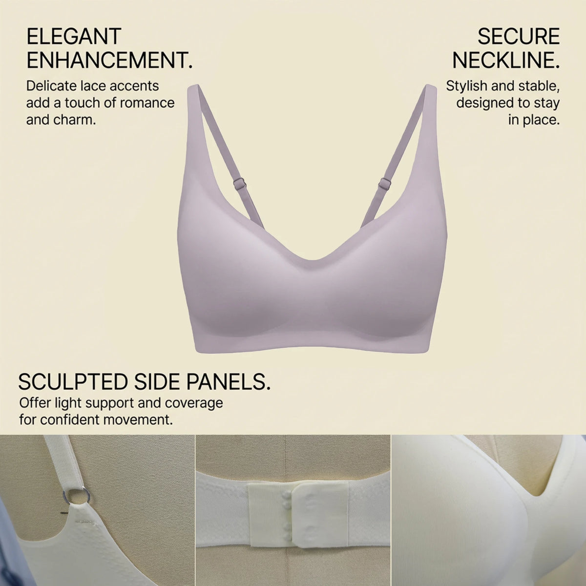 Women's Seamless Wireless Push-Up Bra – Deep V, 8 Colors S–3XL Wireless Push-Up Bra Qst