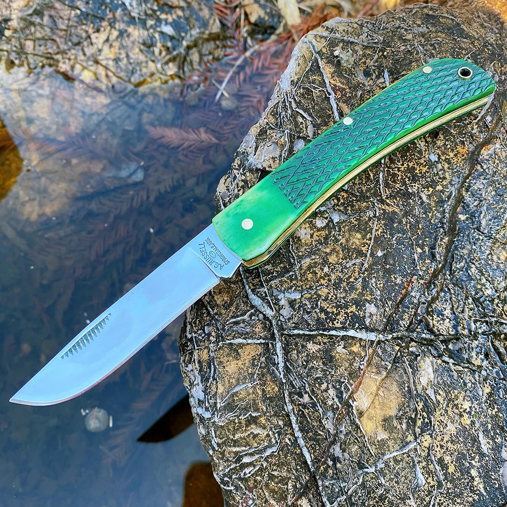 Z.QIAN Trapper Slip Joint Folding Pocket Knife – Bone Handle Folding Pocket Knife Qst